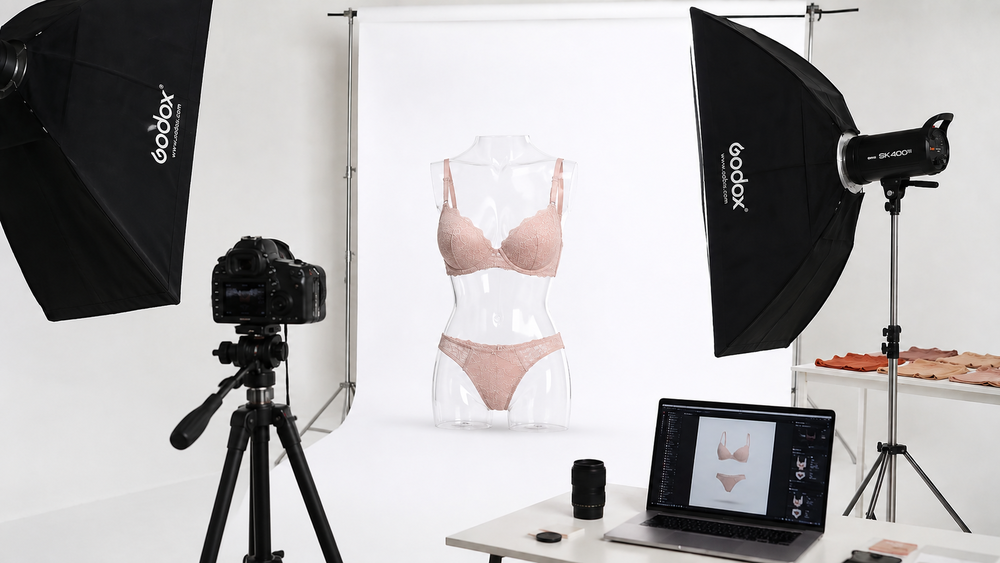 Ghost mannequin photography for innerwear, lingerie, and loungewear brands in Delhi NCR with tasteful invisible mannequin 3D effect on pure white background
