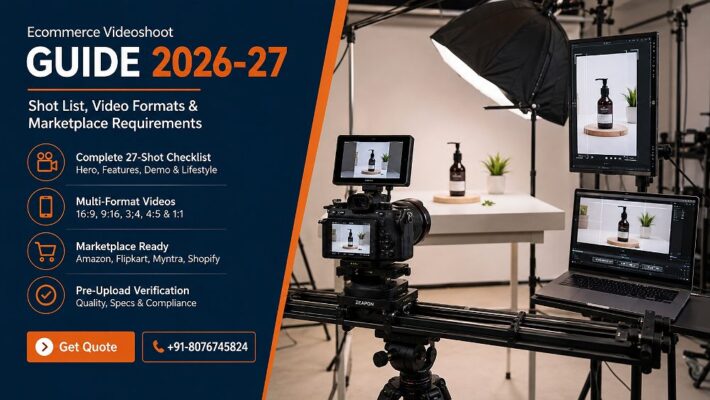 Professional Ecommerce Videoshoot studio setup at Uniqs Studio Delhi NCR with a mirrorless cinema camera on
