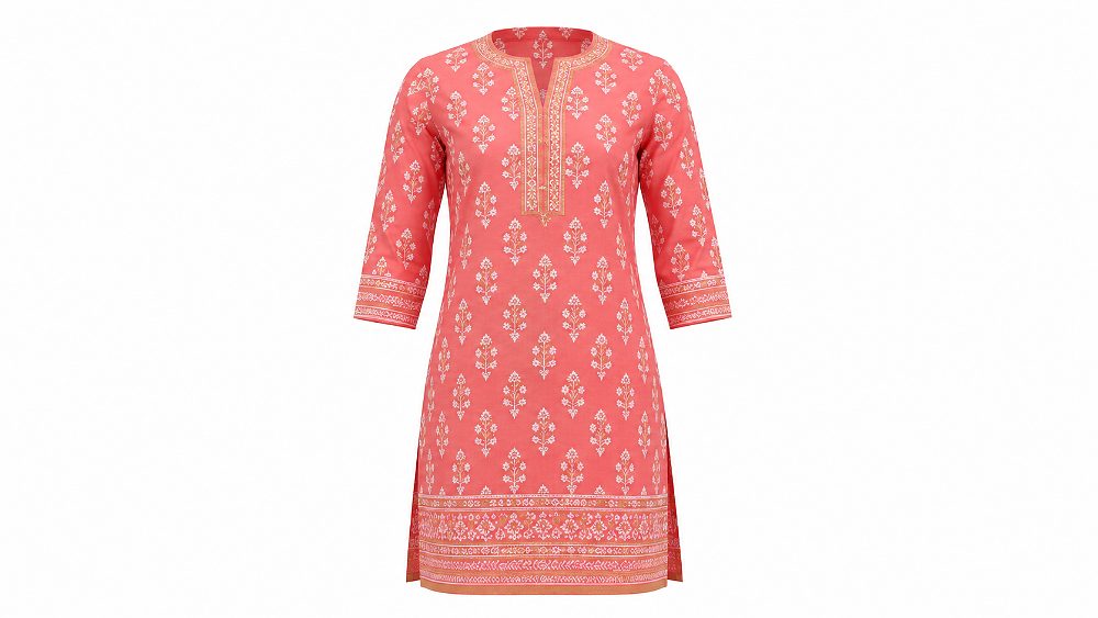 Behind the scenes of flipkart ghost mannequin apparel photography of coral pink block print cotton kurta invisible