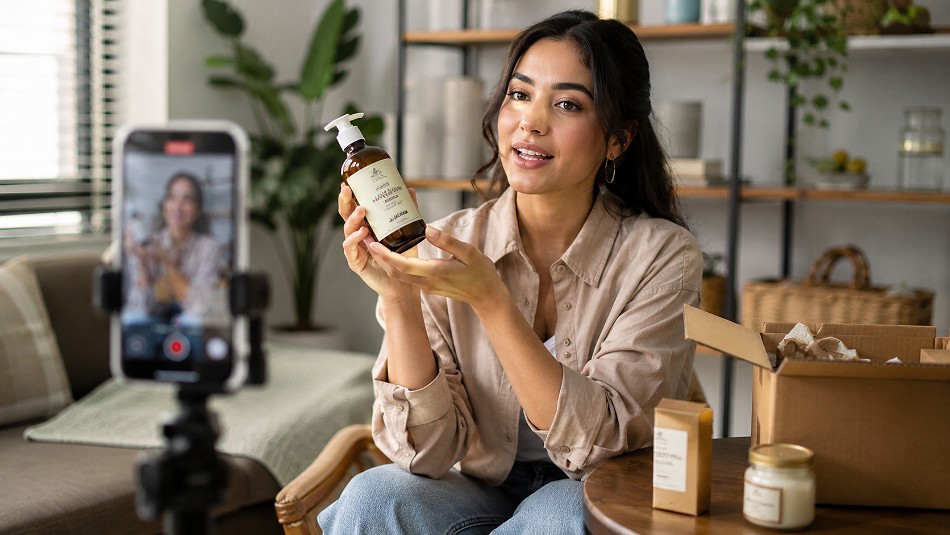 Behind the scenes of authentic UGC-style ecommerce product video featuring a relatable creator holding and demonstrating