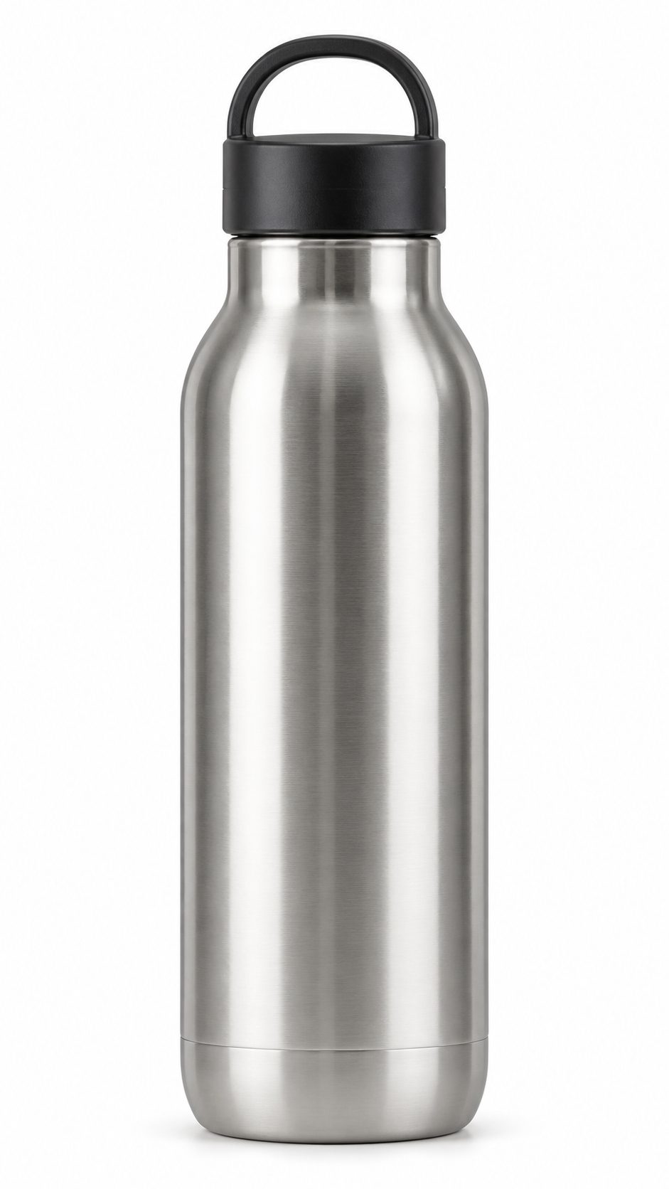 Steel bottle front image on pure white