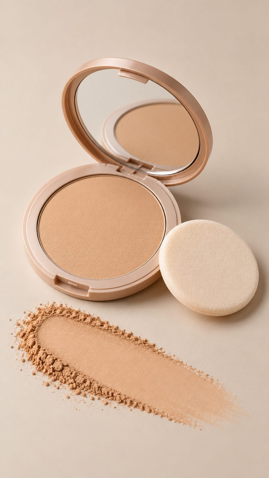 Compact powder with a texture swatch