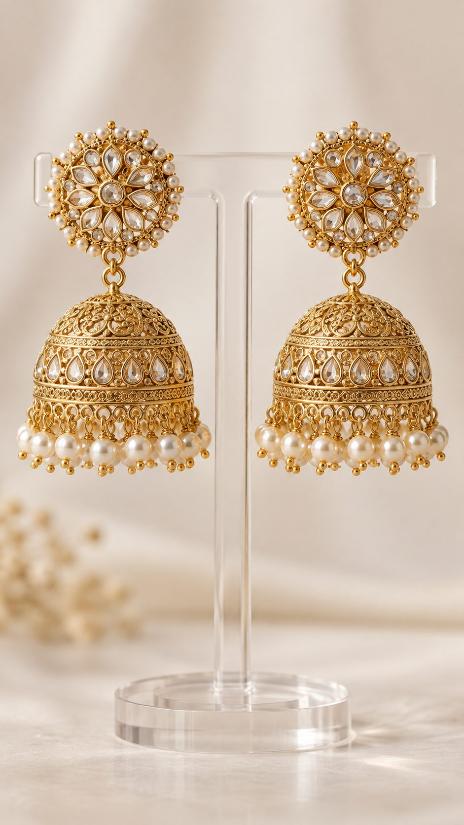Macro shot of statement earrings