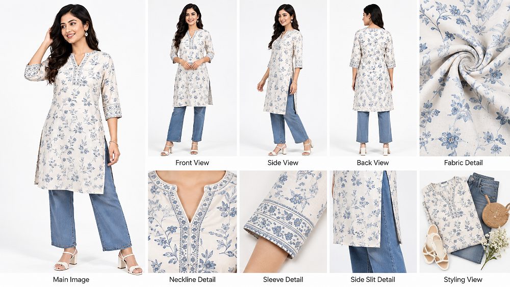 Behind the scenes of amazon fashion photography image sequence for a clothing product showing MAIN image, secondary