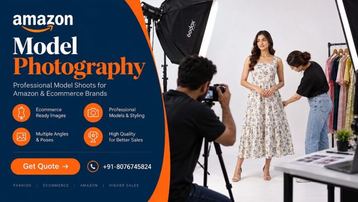 Amazon Model Photography photoshoot for a fashion clothing brand showing a professional Indian fashion