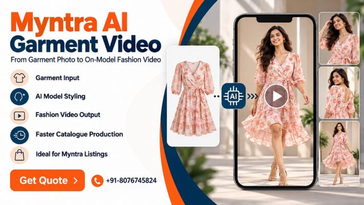 AI garment video workflow showing a clothing product transformed into an on-model ecommerce fashion video